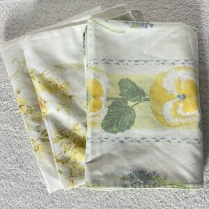 5/$35 Vintage White Yellow Floral Print Pillow Case Lot x3